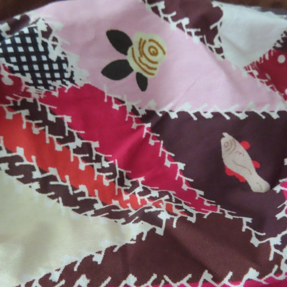 Never A Wallflower elastic collar  button up patchwork print dress  XS NWT - Picture 4 of 5